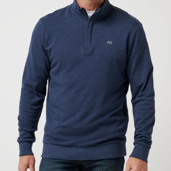 Travis Mathew Cloud Quarter Zip 2.0 Soft Sweater Men's Size Medium Heather Blue - Picture 1 of 9